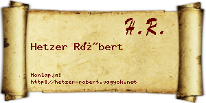 Hetzer Róbert névjegykártya